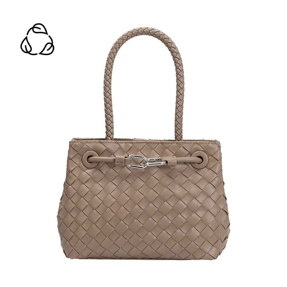 Melie Bianco SELMA Woven Recycled Vegan Top Handle Bag in Mushroom